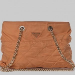 PRADA TESSUTO NYLON QUILTED IMPUNTURADO BAG AMBRA